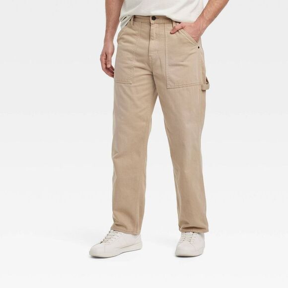 Goodfellow & Co - Men's Vintage Relaxed Straight Fit Utility Pants - Beige - Picture 1 of 3